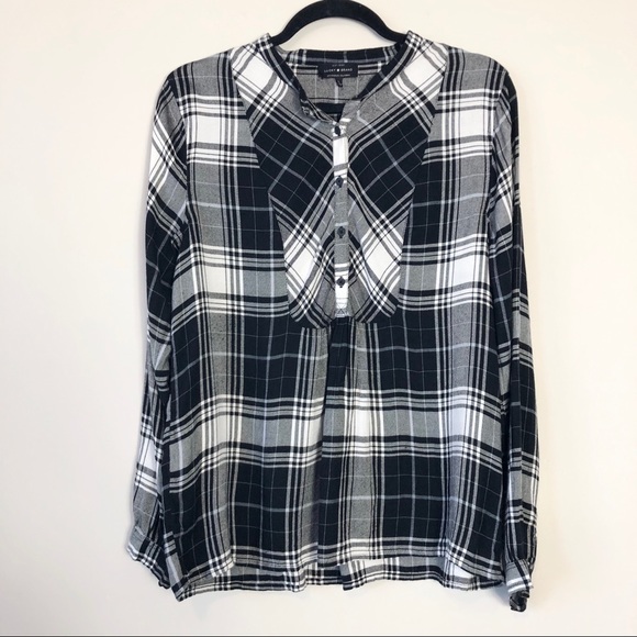 Lucky Brand Tops - Lucky Brand Black Plaid Popover Top